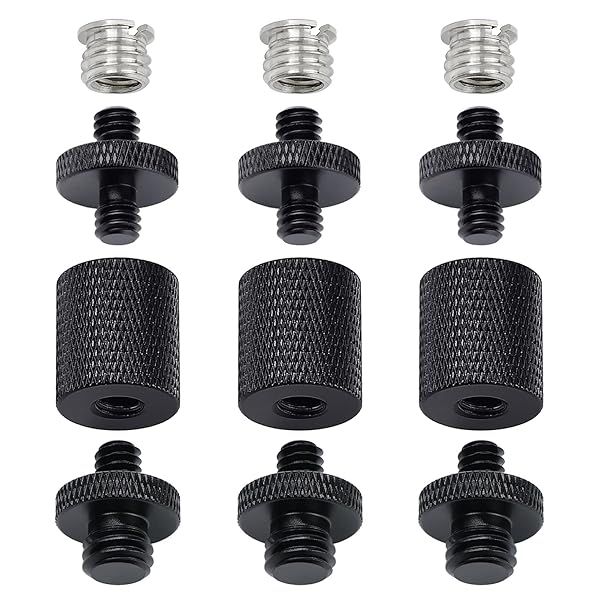 12 Pcs Light Stand Adapter Tripod Screw Converter for DSLR Camera Tripod Flash Light Stand and Lighting Equipment