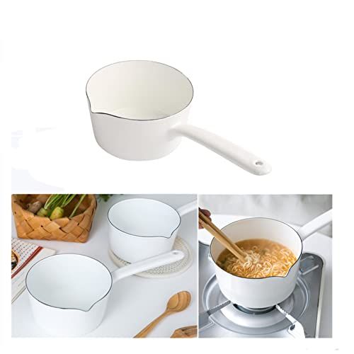 1.2L Non-Stick Enamel Milk Pan - Easy Clean Butter Warmer & Saucepan for Home & Restaurant Use (White)
