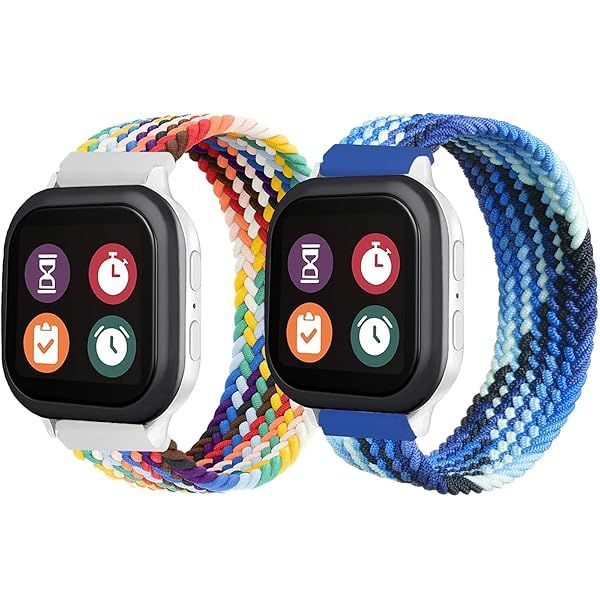 BXKM 2 Pack Braided Band Compatible with Gizmo Watch 3 Adventure 3 2 1 Gabb Watch 3e 3 2 1 SyncUP Watch Cosmo JrTrack Watch Band for Kids,20mm Soft
