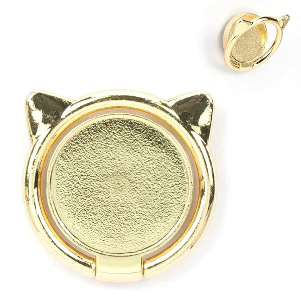 [2 Pack] Cat Ears Glossy FinishCell Phone Ring Holder Stand, 360 Degree Rotation Finger Ring Kickstand with Polished Metal Phone Grip for Magnetic