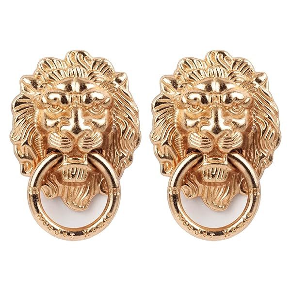[2 Pack] Lion Head Cell Phone Ring Holder Stand, Finger Ring Kickstand with Polished Metal Phone Grip, Smartphone Accessories?Gold?