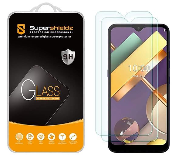 Supershieldz Tempered Glass Screen Protector for LG K22 and K22 Plus 2 Pack Anti Scratch Bubble Free
