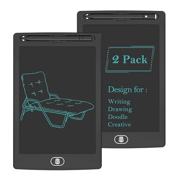 TIQUS 2 Pack LCD Writing Tablet 8.5 Inch Ewriter Electronic Board for Adults Home Office with Stylus Black