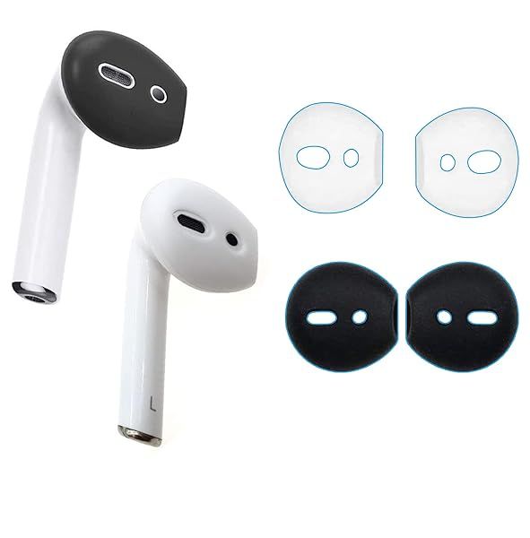 Upgrade Ear Covers for AirPods 1 2 and EarPods Headphones 2 Pairs Black and White Accessories