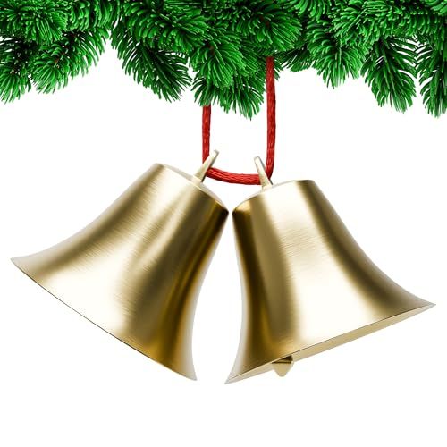 2Pcs Vintage Hanging Bells for Door - Brass Cow Bell Necklaces & Garden Decor | Jingle Bell Door Decor