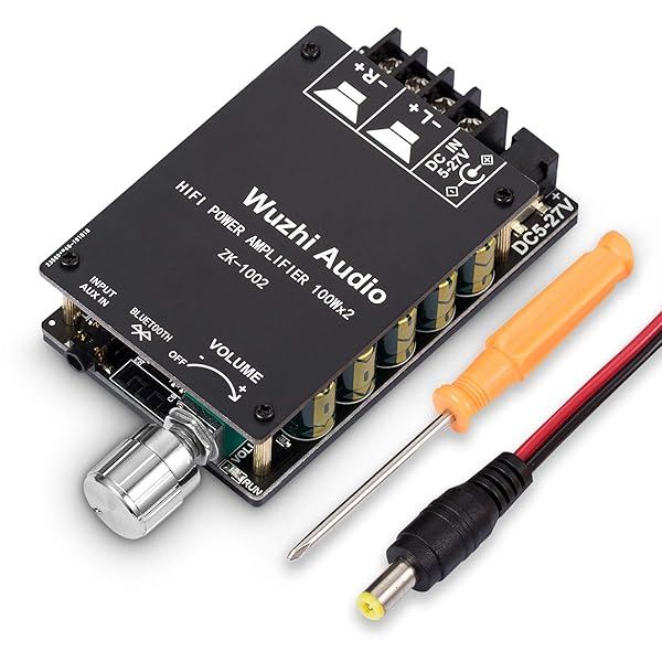 200W Bluetooth 5.0 Power Amplifier Hi-Fi Stereo Audio Amp for Home Desktop and Car Speakers DC8-24V