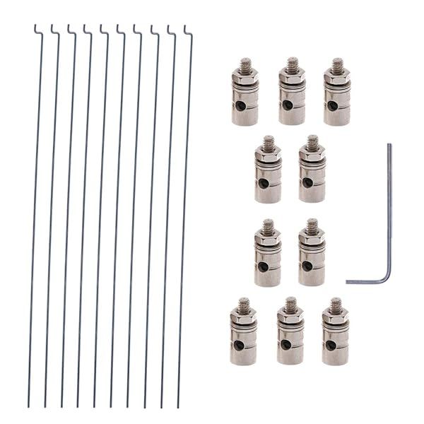 20PCs Adjustable Pushrod Connector Linkage Stopper 1.3mm and 1.2 x 200mm Steel Z Push Rods for RC Airplane Model Aircraft Boat