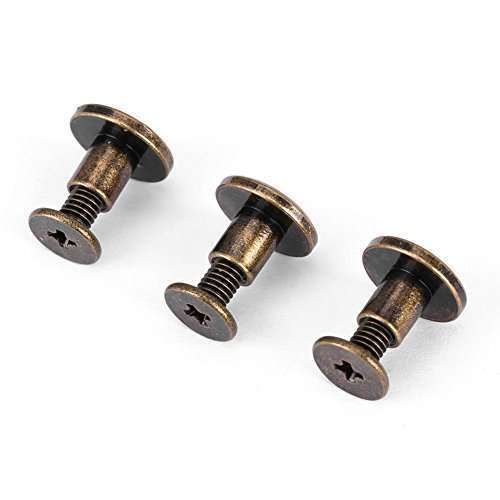 20Pcs Flat Leather Rivets Kit for Scrapbooking & Leather Repair - 6.5mm Chicago Binding Screws & Posts Assortment