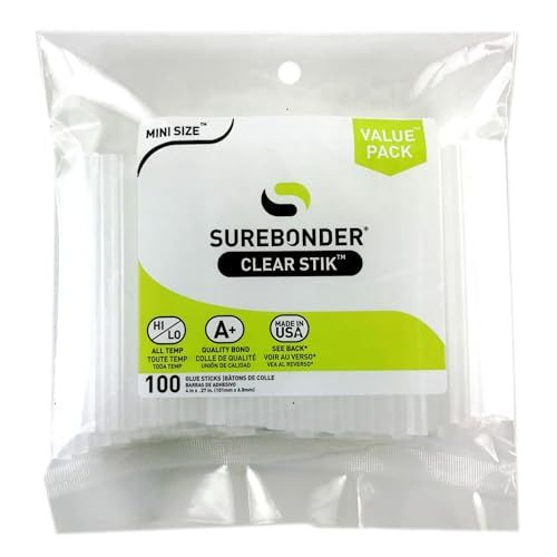 Surebonder DT-100 Mini Glue Sticks - All Temperature, 100 Pack, Made in USA - Perfect for Crafting & Repairs