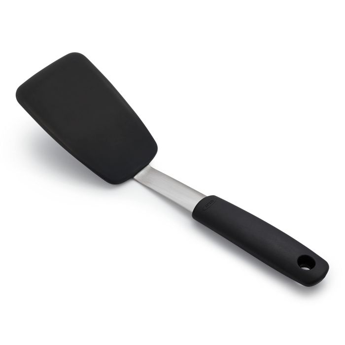 OXO Good Grips Small Silicone Turner - Flexible Black Kitchen Tool for Easy Cooking