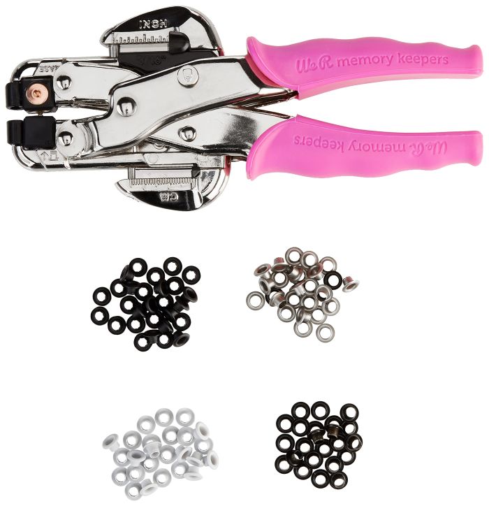 Crop-A-Dile Eyelet Setter & Snap Punch Kit - Pink, 100 Eyelets, Comfort Handle for Crafting Metal, Paper, Leather & Fabric