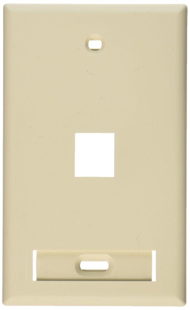 Leviton 42080-1TS QuickPort Wallplate: Light Almond, Single Gang, 1-Port with ID Window