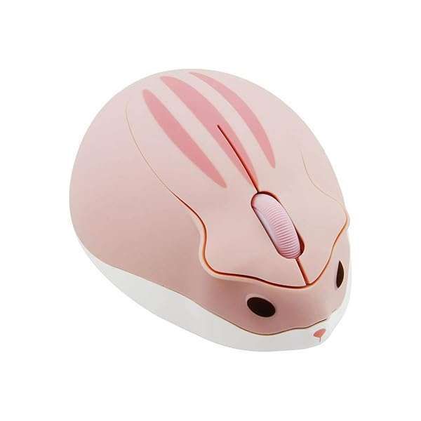 Cute 2.4GHz Wireless Hamster Mouse - Quiet, Portable, 1200DPI USB for PC & MacBook - Perfect Gift for Kids & Girls (Pink)
