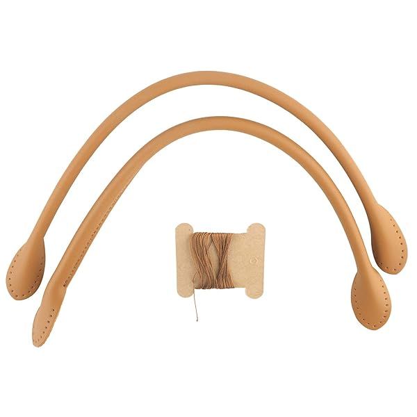 2Pcs Genuine Leather Purse Handles - Durable Cowhide Bag Straps for Handbags (Brown)