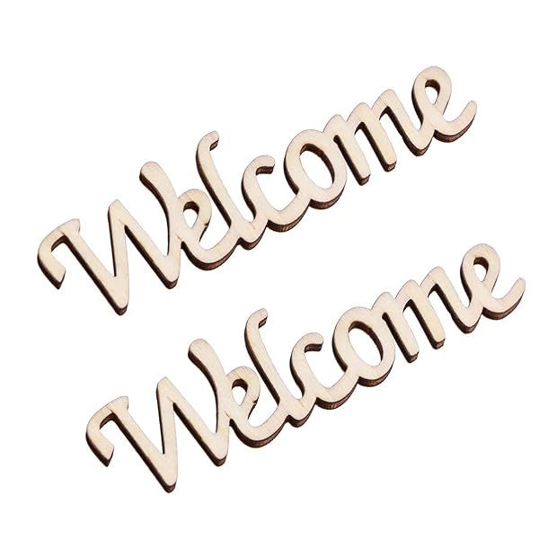 2pcs Wooden Welcome Cutouts - Charming Hanging Wall Decor for Home & Party