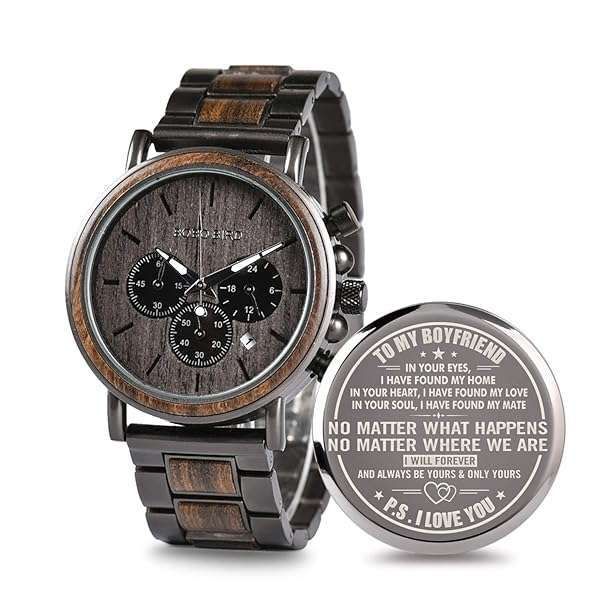 Custom Engraved Wooden Watch for Boyfriend - Personalized Birthday Gift for Men
