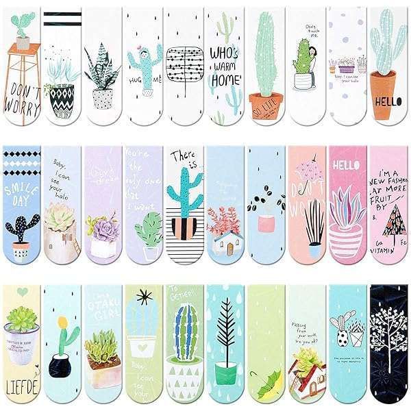30 Cute Magnetic Bookmarks - Plant-Themed Page Markers for Students & Office Use
