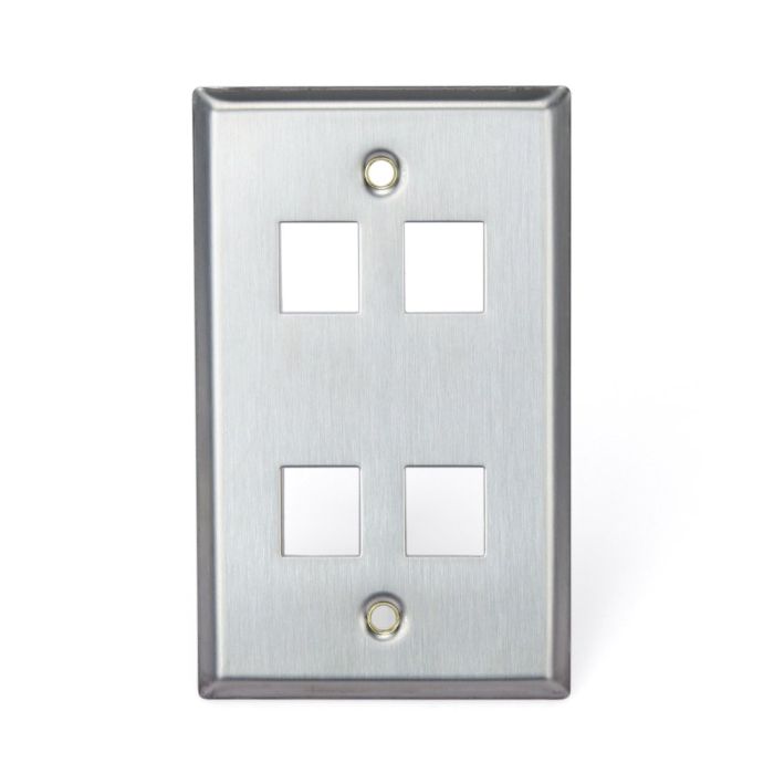 Leviton 43080-1S4 4-Port Stainless Steel Wall Plate - Durable & Stylish Solution