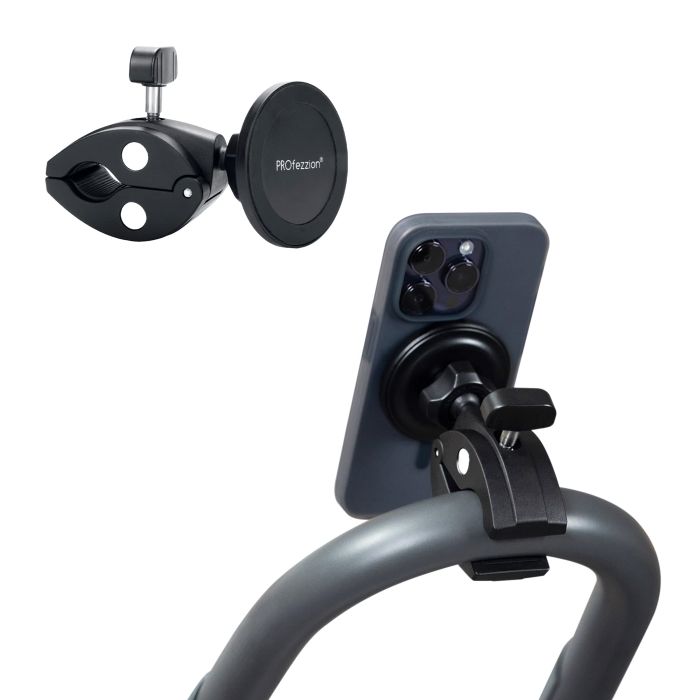 Magnetic Phone Holder Mount for Gym, Bike & Stroller - Compatible with iPhone 16/15/14/13/12 Pro Max & All Phones