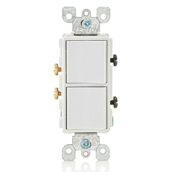 Leviton 5634-W Decora Single-Pole AC Switch: 15 Amp, 120/277V, Commercial Grade, Grounding - White