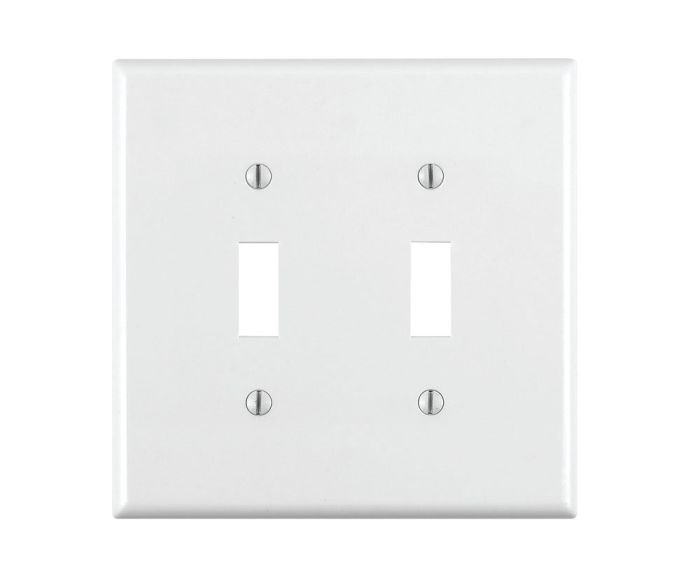 Leviton 80709-W 2-Gang Toggle Switch Wallplate - Durable Thermoplastic Nylon, Standard Size, White, 1-Pack