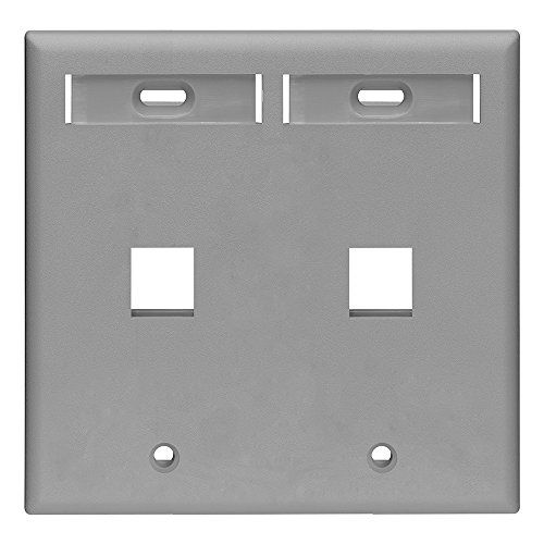 Leviton 42080-2GP Dual Gang Wallplate - 2-Port QuickPort with ID Windows in Grey