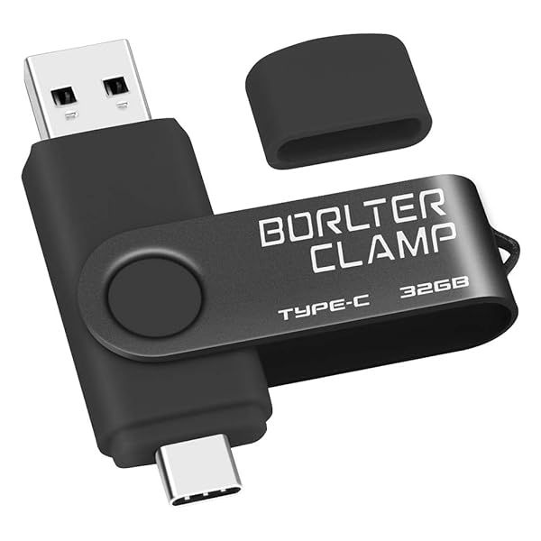 32GB USB Type-C Flash Drive BorlterClamp Dual Port Jump Drive for Android Smartphones Samsung Galaxy S10 S9 S8 Note 9 LG Huawei Tablets Computer Black