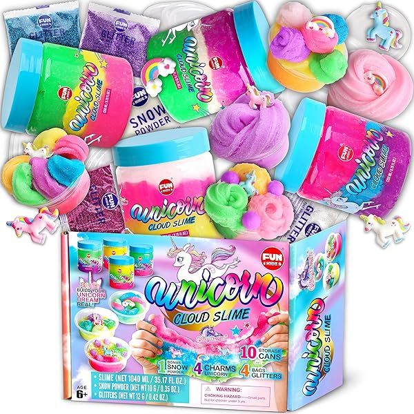 Cloud Unicorn Slime 35.16 FL OZ for Girls 6-8 FunKidz Rainbow Premade Slime Toy Pack Birthday Party Gifts for Kids