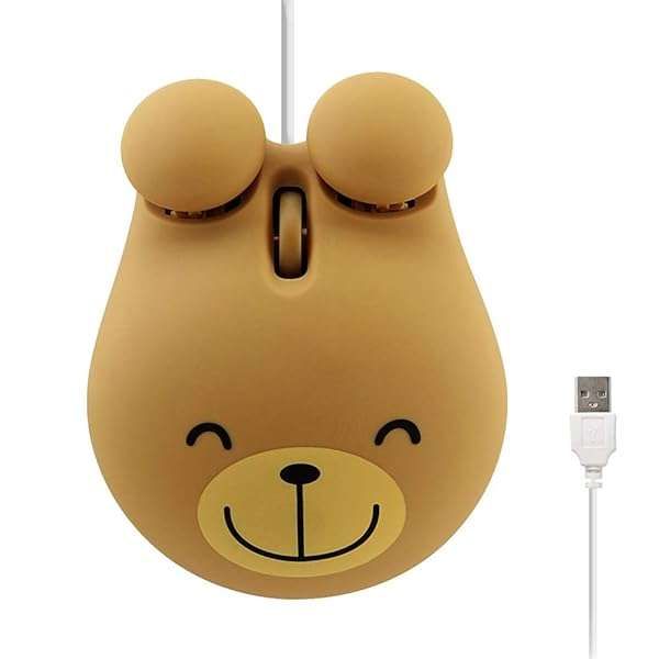 3C Light USB Wired Mouse - Cute Bear Shape Mini Optical Mouse for Laptop & Desktop