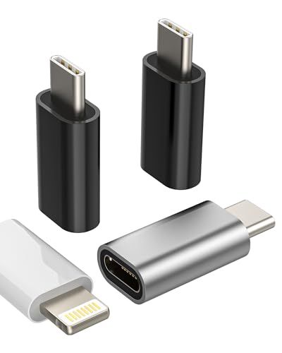 3-Pack Lightning Female to USB-C Male Adapter for iPhone 15 Pro Max, iPad, Galaxy Note, Pixel - Fast Charging Connector