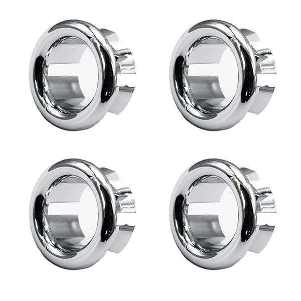 4 Pack Sink Overflow Drain Covers - Chrome Ring Inserts for Kitchen & Bathroom Basins