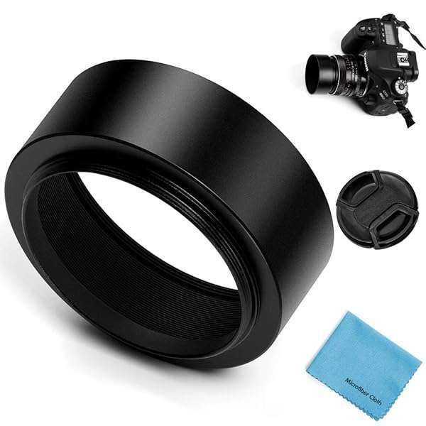 40.5mm Metal Lens Hood & Cap for Canon, Nikon, Sony, Olympus + Cleaning Cloth - Perfect Sunshade Accessory