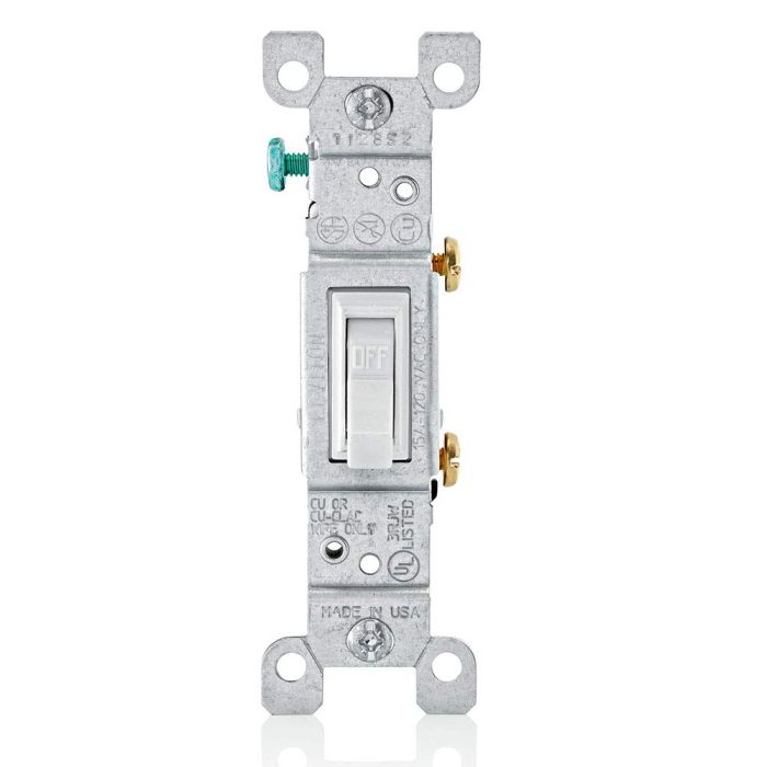 Leviton 1451-2WM 15 Amp Toggle Switch 10-Pack - Residential Grade, Quiet, Grounding, White