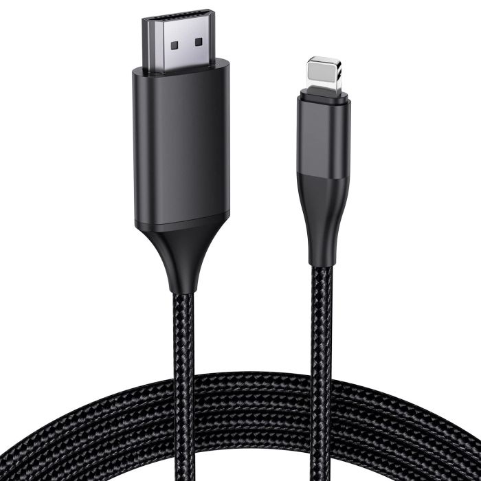 JUCONU 13.2ft HDMI Cable for iPhone & iPad - 1080P Digital AV Adapter, No Power Needed, Compatible with HDTV