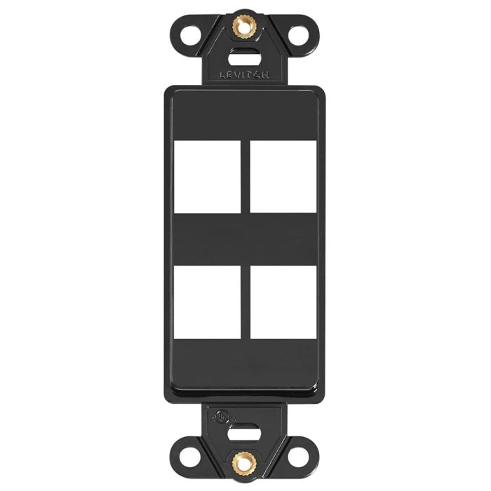 Leviton 41644-E QuickPort Decora Insert: 4-Port Black Wall Plate for Easy Connectivity