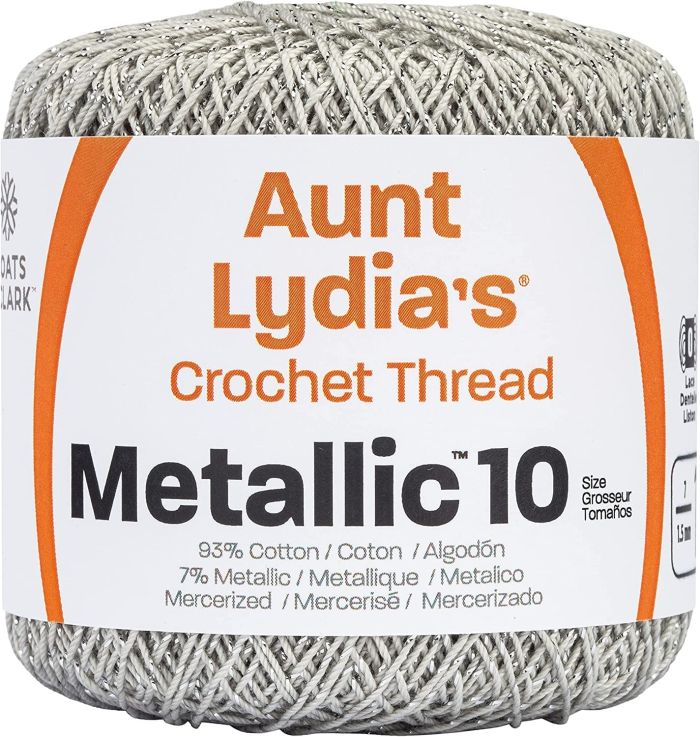 Coats Crochet Metallic Thread 10 - Silver/Silver | Premium Crochet Supplies for Stunning Projects