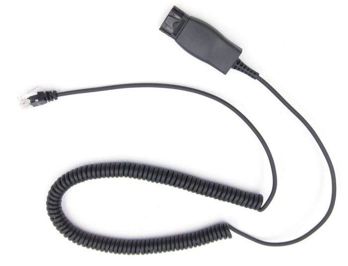 HIS-1 Quick Connect RJ9 Adapter for Plantronics & Avaya IP Headsets - Coil Cord Extension