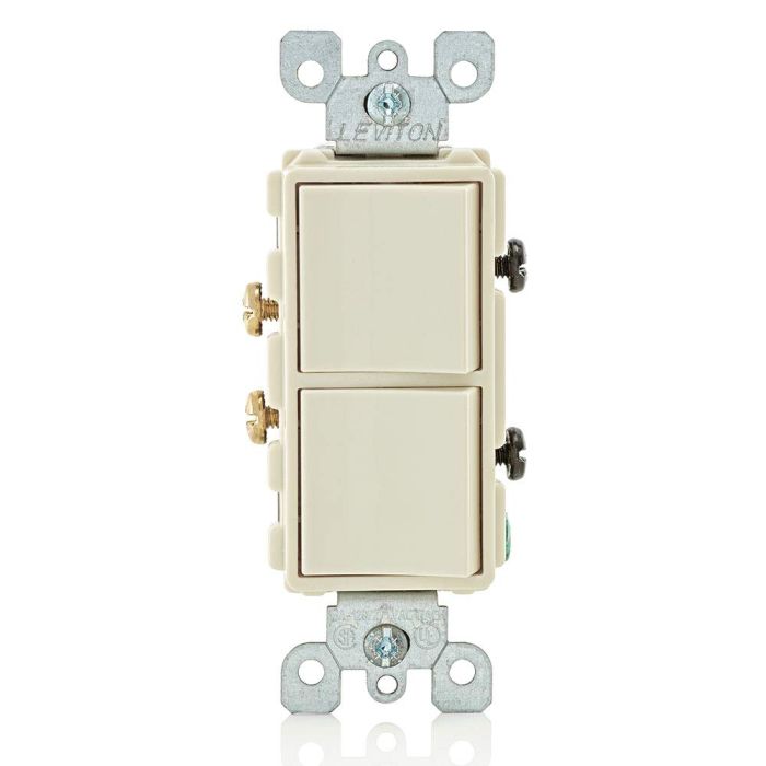 Leviton 5634-I Decora Single-Pole AC Switch: 15 Amp, 120/277V, Light Almond, Commercial Grade