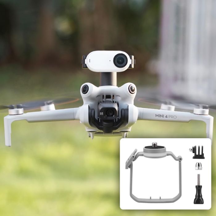 CAPART Expansion Bracket for DJI Mini 4 Pro: Action Camera & Strobe Light Mount with Tripod Adapter