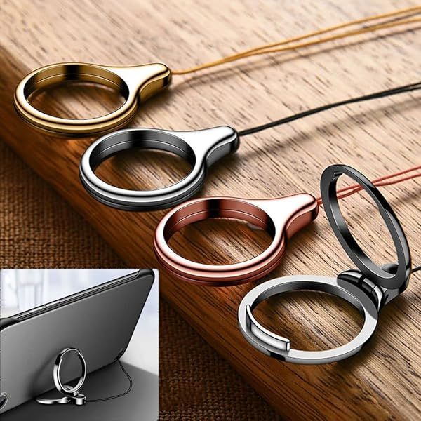 4PCS Phone Finger Ring Holders, Phone Grip Holder Stand Phone Finger Ring Chain Lanyard