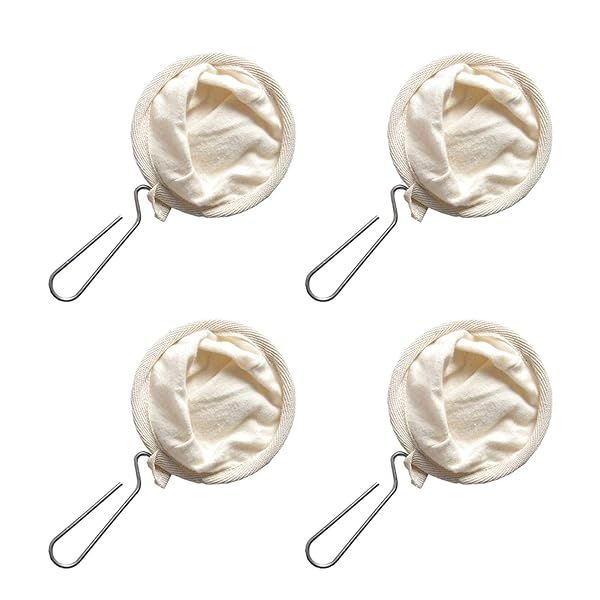 4Pcs Reusable Flannel Coffee Filters with Steel Handle - Perfect for Home & Office Brewing