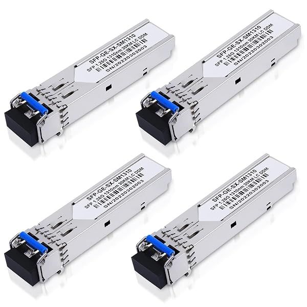 4Pack 1.25G SFP LC Module 1000Base-LX Single-Mode Transceiver for Cisco Ubiquiti Meraki Fortinet Mikrotik TP-Link Netgear D-Link Intel