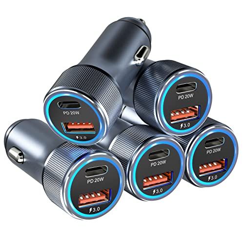 Bangfun 5 Pack USB C Car Charger 36W Dual USB Fast Charge Adapter Compatible with iPhone 15 14 13 12 11 Pro Max iPad Samsung Pixel Grey