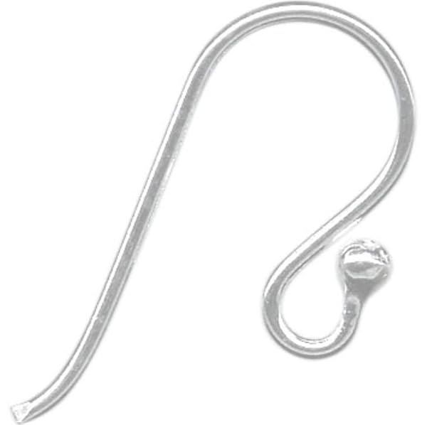 50pcs Sterling Silver Ear Wire Ball Dot French Earring Hooks 20mm Dangle Strong 19GA Connector for Jewelry Making