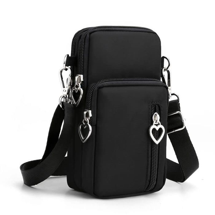 Roomy Crossbody Bag for iPhone 15/14/13 & Samsung Galaxy S24/S23 - Stylish Cellphone Shoulder Pouch (Black)