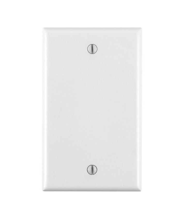Leviton 80714-W Blank Wallplate - 1-Gang, Standard Size, White Thermoplastic Nylon for Easy Installation