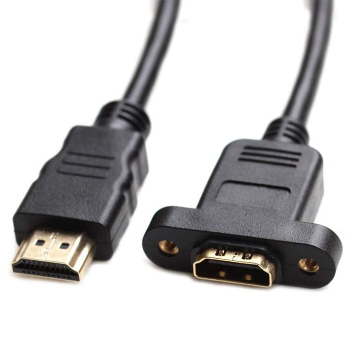 Bluwee 2FT HDMI Extension Cable - High Speed Male to Female with Gold Plated Plugs & Screw Nut for Panel Mount