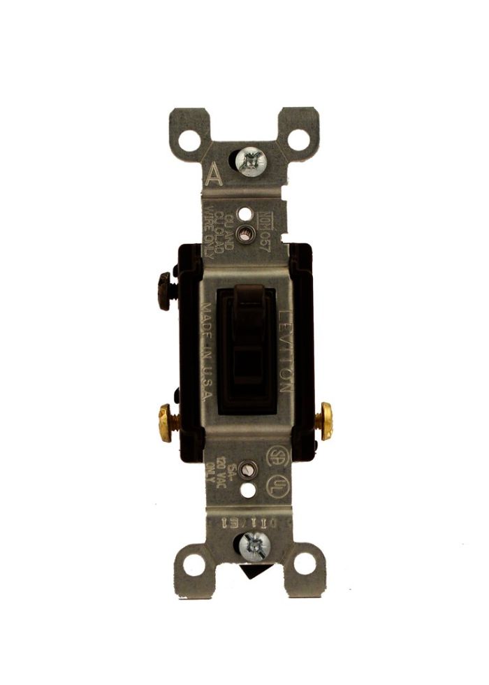 Leviton 1453-CP 15 Amp 3-Way Toggle Switch - Quiet, Quickwire, Brown - Residential Grade AC Switch