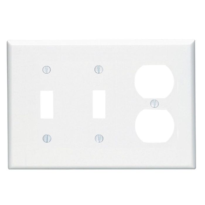 Leviton 80521-W WH WP 3G 2TGL 1DUP Midway: High-Quality Electrical Outlet Image & Specs
