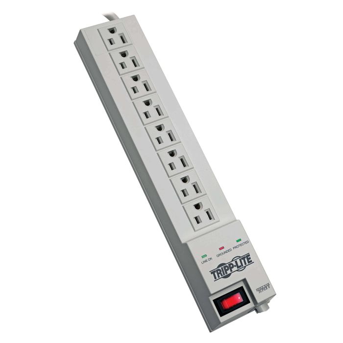 Tripp Lite 8 Outlet Surge Protector with 8ft Cord & Right Angle Plug - $35,000 Insurance (SK6-6) for Ultimate Device Safety